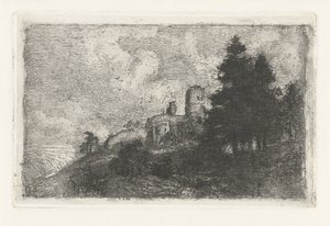 Hügellandschaft mit Ruine