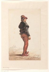 Stehender Landsknecht in burgundischer Tracht, von hinten von Jan Gerard Smits