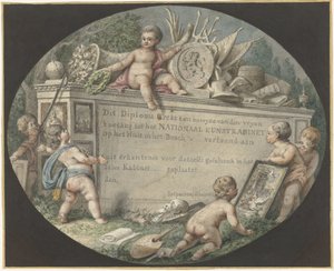 Entwurf einer Eintrittskarte für das National Kunstkabinet im Huis ten Bosch von Jan Gerard Waldorp (possibly)