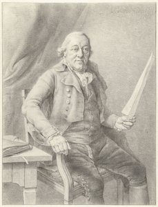 Porträt von Reinier Vinkeles I, sitzend auf einem Stuhl mit einem Blatt Papier in der Hand