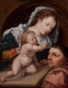Maria mit Jesuskind und Stifter des Gemäldes von Jan Gossaert