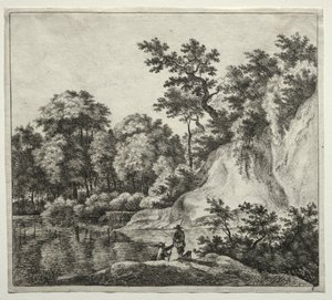 Der vom Fluss umspülte Felsen