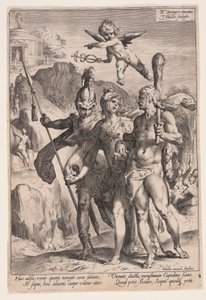 Minerva und Amor führen Herkules und Scipio auf den Pfad der Tugend von Jan Harmensz. Muller