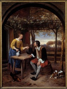 Die Rast des Reisenden. Gemälde von Jan Steen (1626-1679) von Jan Havicksz. Steen