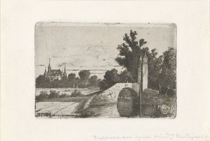 Landschaft mit Steinbrücke und Schloss