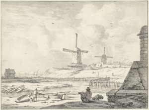 Zeichnender Künstler auf der Hoogendijk, außerhalb des Haarlemmer Tores von Jan Hulswit