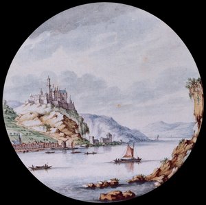 Ein Blick entlang des Rheins mit dem Dorf St. Goar und der Burg Rheinfels
