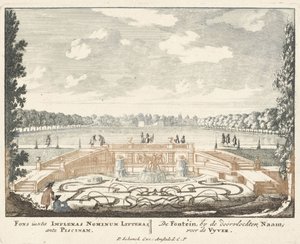 Brunnen und großer Teich in den Gärten des Het Loo Palastes, 1694-97