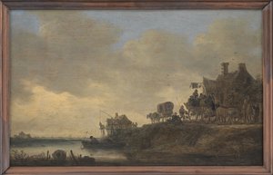 Flusslandschaft mit der Taverne "Schwan" von Jan Josefsz van Goyen
