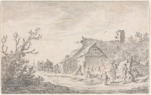 Landschaft mit einem Cottage und Figuren, 1653 von Jan Josephsz van Goyen
