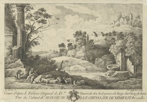 Blick auf eine Landschaft mit Hirten