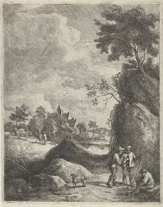 Landschaft mit Reisenden und zwei Hirten von Jan Lauwryn Krafft (I)