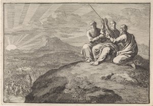 Aaron und Chur stützen Moses