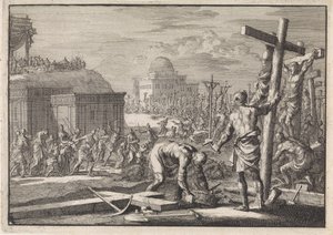 Alexander Joannes, Fürst der Juden, lässt gegen ihn gerichtete Untertanen kreuzigen von Jan Luyken