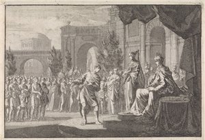 Hyrkanus vor dem Thron von Ptolemäus Philadelphus von Jan Luyken