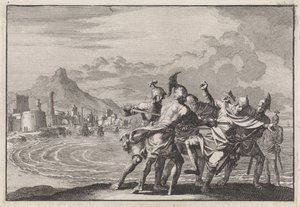 Malichus am Strand von vier Kriegern getötet
