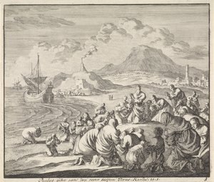 Paulus betet am Strand von Tyrus von Jan Luyken