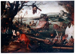 Landschaft mit dem Gleichnis von Sankt Christophorus, frühes 16. Jahrhundert