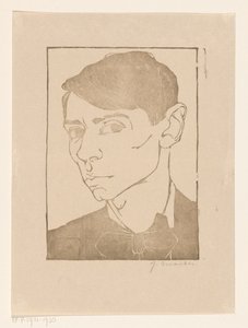 Selbstporträt mit Fliege von Jan Mankes