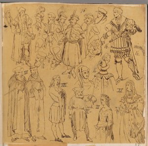 Skarbczyk. Verschiedene Personen in Kleidern aus dem XIII., XV. und XVI. Jahrhundert