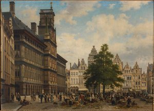 Der Grote Markt mit dem Freiheitsbaum, 1875 von Jan Michiel Ruyten