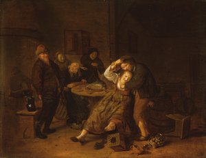 Taverneninterieur mit einem Bauern, der mit einer Dirne feiert von Jan Miense Molenaer