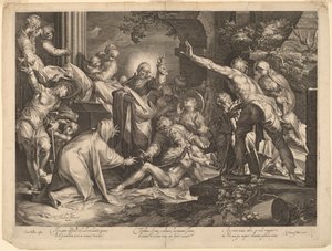 Die Auferweckung des Lazarus von Jan Muller, after Abraham Bloemaert