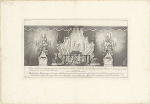 Rückseite des Saals mit dem Prunkbett von Prinz Wilhelm IV, 1751 von Jan Punt