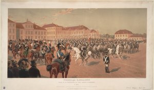 Großherzog Konstantin Pawlowitsch von Russland bei der Kavallerieparade auf dem Sächsischen Platz in Warschau, 1824