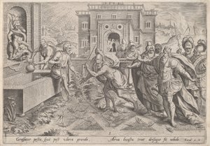 Die Plage der Heuschrecken von Jan Sadeler I, after Maarten van Cleef