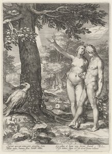 Adam und Eva vor dem Baum der Erkenntnis von Gut und Böse von Jan Saenredam