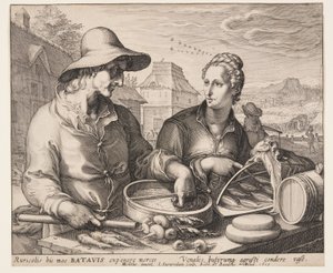 Bauer und seine Frau auf dem Markt von Jan Saenredam