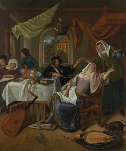 Der zügellose Haushalt, ca. 1663-64 von Jan Havickszoon Steen