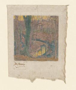 Kahle Buchenbäume entlang eines Baches von Jan Toorop (signed by artist)