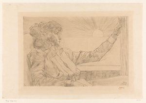 Sitzende Frau vor einem Fenster (Frau, die in die Sonne schaut / Das Erwachen / Sonnenuntergang / L
