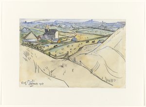 Blick aus den Dünen auf Koog in Texel