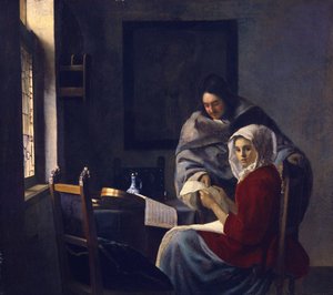 Mädchen unterbrochen bei ihrer Musik, um 1660 von Jan Vermeer van Delft
