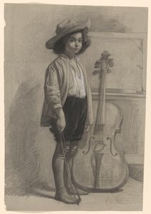 Junge stehend bei einem Cello von Jan Veth