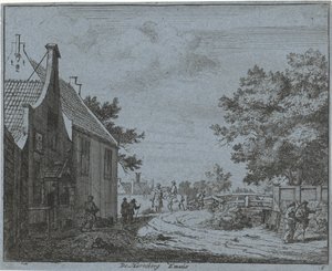 Ansicht des Gasthauses Emaus von Jan Vincentsz. van der Vinne