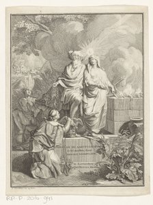 Allegorische Titelseite mit Erzvater Abraham und Wahrheit (Titelpagina für: Arnold Hoogvliet, Abraham de aartsvader, in XII Boeken, 1728) von Jan Wandelaar