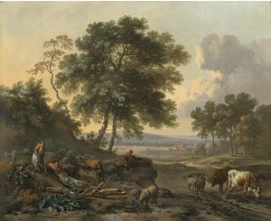 Landschaft mit Vieh an einer Furt von Jan Wijnants