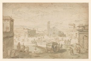Der Monat Februar: Fastnachtsszene auf einem italienischen Platz von Jan Wildens