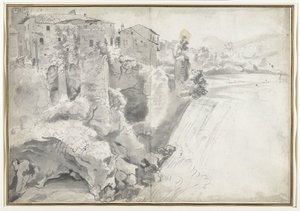 Blick auf den großen Wasserfall in Tivoli von Jan Worst