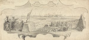 Ein Offizier auf einer Rampe, der die Bombardierung einer entfernten Stadt leitet von Jan Wyck