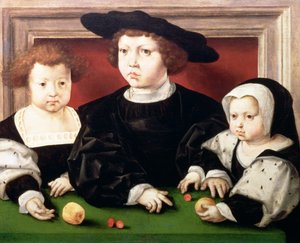 Die Kinder von König Christian II. von Dänemark, Norwegen und Schweden; John, Christina und Dorothea von Jan Gossaert