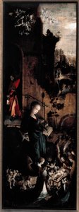 Triptychon der Anbetung der Könige: die Geburt (rechter Flügel) von Jan de Beer