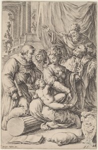Heilige Familie mit Heiligen von Jan de Bisschop, after Giorgio Vasari