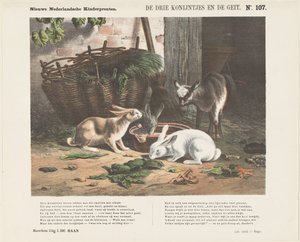 Die drei Kaninchen und die Ziege (Nieuwe Nederlandsche kinderprenten)