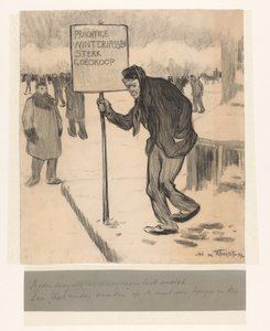 Straßenverkäufer mit Schild 