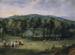 Infantin Isabella Clara Eugenia von Spanien im Parc de Mariemont, erstes Drittel des 17. Jahrhunderts